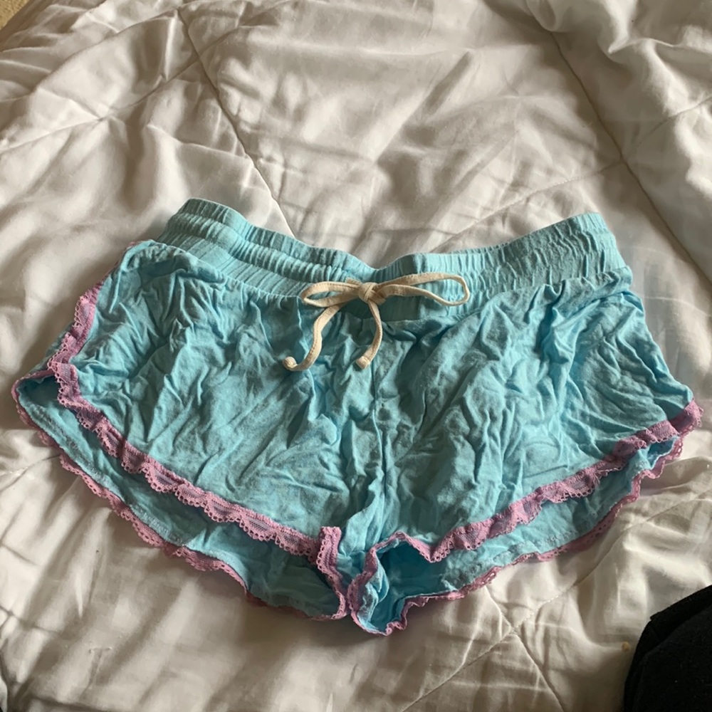 Honeydew intimates light blue & purple pj shorts